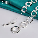 925 Silver Chain Necklace Square Round Charm Wedding Jewelry
