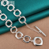 925 Silver Square Round Chain Necklace Wedding Engagement Jewelry