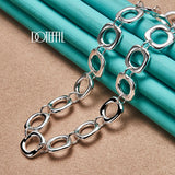 925 Silver Square Round Chain Necklace Wedding Engagement Jewelry