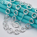 925 Silver Chain Necklace Square Round Charm Wedding Jewelry