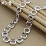 925 Silver Square Round Chain Necklace Wedding Engagement Jewelry