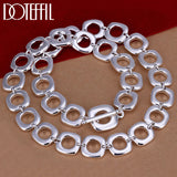 925 Silver Chain Necklace Square Round Charm Wedding Jewelry