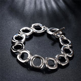 925 Silver Square Circle Chain Bracelet Wedding Jewelry