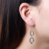 925 Silver Square Round Necklace Ring Earring Set Wedding Charm Jewelry