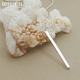 925 Silver Square/Round Pillar Pendant Necklace Snake Chain