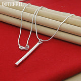 925 Silver Square/Round Pillar Pendant Necklace Snake Chain