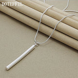 925 Silver Square/Round Pillar Pendant Necklace Snake Chain