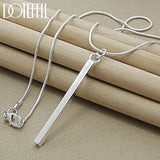 925 Silver Square/Round Pillar Pendant Necklace Snake Chain
