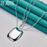 925 Silver Square Sign Pendant Necklace 18 Inch Chain Women Wedding Charm