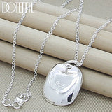 925 Silver Square Sign Pendant Necklace 18 Inch Chain Women Wedding Charm