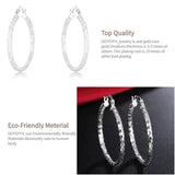 925 Silver Square Smooth 40mm Circle Hoop Earrings Women Engagement Jewelry