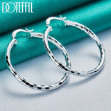 925 Silver Square Smooth 40mm Circle Hoop Earrings Women Engagement Jewelry