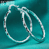 925 Silver Square Smooth 40mm Circle Hoop Earrings Women Engagement Jewelry