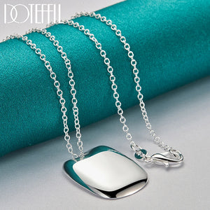 925 Silver Square Pendant Necklace 18-30 Inch Chain Wedding Jewelry