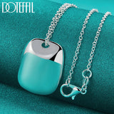 925 Silver Square Pendant Necklace 18-30 Inch Chain Wedding Jewelry