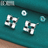 925 Silver Square Stud Earrings Wedding Engagement Party Jewelry