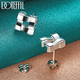 925 Silver Square Stud Earrings Wedding Engagement Party Jewelry
