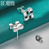 925 Silver Square Stud Earrings Wedding Engagement Party Jewelry