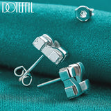 925 Silver Square Stud Earrings Wedding Engagement Party Jewelry