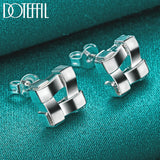 925 Silver Square Stud Earrings Wedding Engagement Party Jewelry