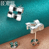925 Silver Square Stud Earrings Wedding Engagement Party Jewelry