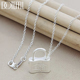 925 Sterling Silver Squer Lock Necklace 18 inch Chain