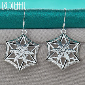 925 Silver Star Geometric Drop Earrings For Women Wedding