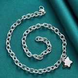925 Silver Star Pendant Necklace 18" Chain Wedding Jewelry
