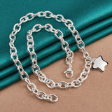 925 Silver Star Pendant Necklace 18" Chain Wedding Jewelry