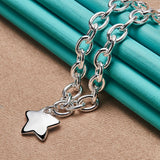 925 Silver Star Pendant Necklace 18" Chain Wedding Jewelry
