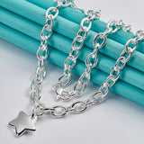 925 Silver Star Pendant Necklace 18" Chain Wedding Jewelry