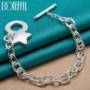 925 Silver Star TO Buckle Charm Bracelet Chain Wedding Fine Jewelry