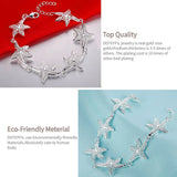925 Silver Starfish Bracelet Woman Wedding Gift Jewelry