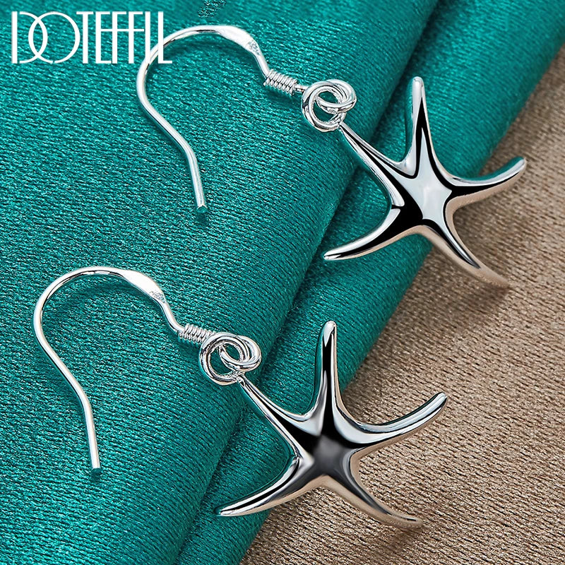 925 Silver Starfish Drop Earrings Wedding Engagement Jewelry