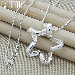 925 Silver Starfish Pendant Necklace 16-30 Inch Snake Chain Wedding Jewelry