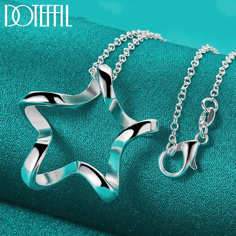 925 Silver Starfish Pendant Necklace Snake Chain 16-30 Inch
