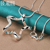 925 Silver Starfish Pendant Necklace Snake Chain 16-30 Inch
