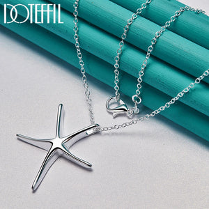 925 Silver Starfish Pendant Necklace 16-30 Inches Chain Wedding Jewelry