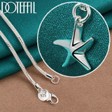 925 Silver Starfish Pendant Necklace 18-30 Inch Chain Women Wedding Charm
