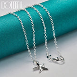 925 Silver Starfish Pendant Necklace 18-30 Inch Chain Women Wedding Charm