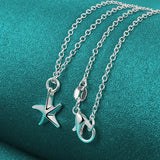 925 Silver Starfish Pendant Necklace 18-30 Inch Chain Women Wedding Charm