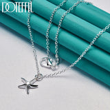 925 Silver Starfish Pendant Necklace 18-30 Inch Chain Women Wedding Charm