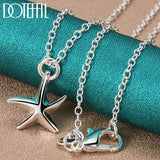 925 Silver Starfish Pendant Necklace 18-30 Inch Chain Women Wedding Charm