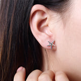 925 Silver Starfish Stud Earrings for Women Wedding Party
