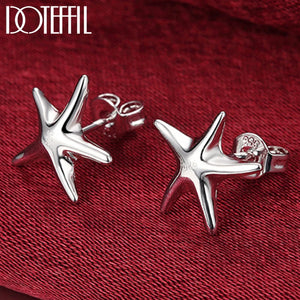 925 Silver Starfish Stud Earrings for Women Wedding Party