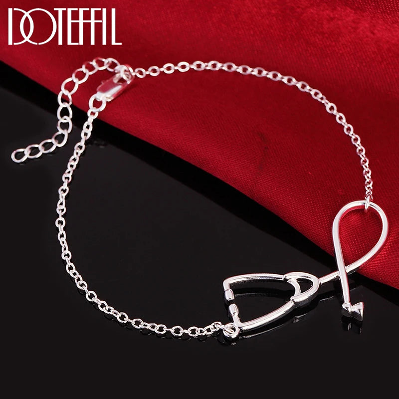 925 Silver Stethoscope Bracelet for Women