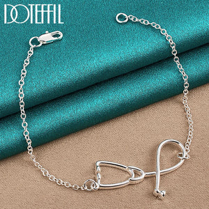 925 Silver Stethoscope Pendant Bracelet for Women