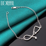 925 Silver Stethoscope Pendant Bracelet for Women