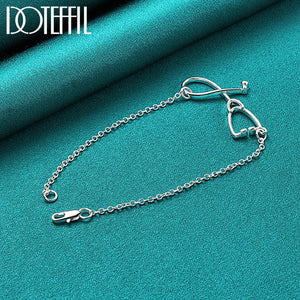 925 Silver Stethoscope Pendant Bracelet for Women