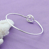 925 Silver Circle Bangle Bracelet Wedding Engagement Charm